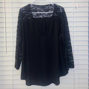 Black Lace Long Sleeve Top Torrid Plus Size 1